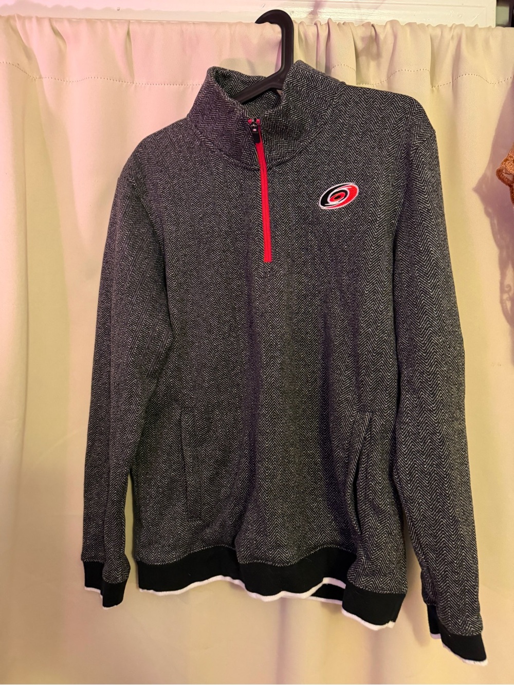 NHL Men's Gray Zip Pullover with Red Accent